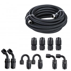 Best quality Oil Cooler With Filter Reloc Kit – Haofa AN fitting hydraulic rubber hose flexible black fuel pump hose wire S.S braided pipe oil pumping hose – HaoFa