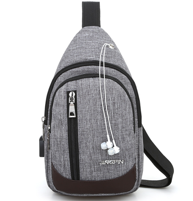 Customized canvas men bag waist bag backpack with USB port