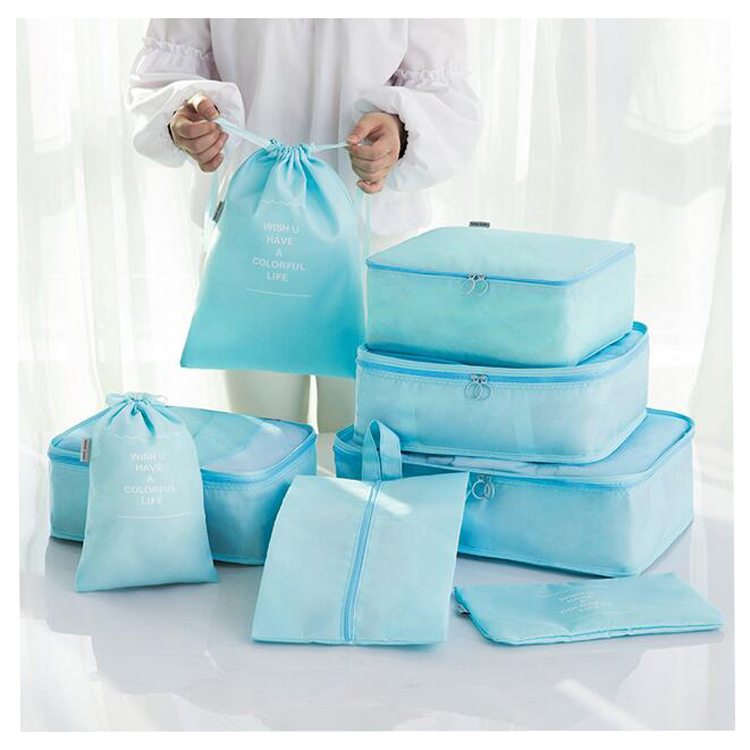 8 pcs Set waterproof nylon clothes travel luggage garment storage bag wholesale