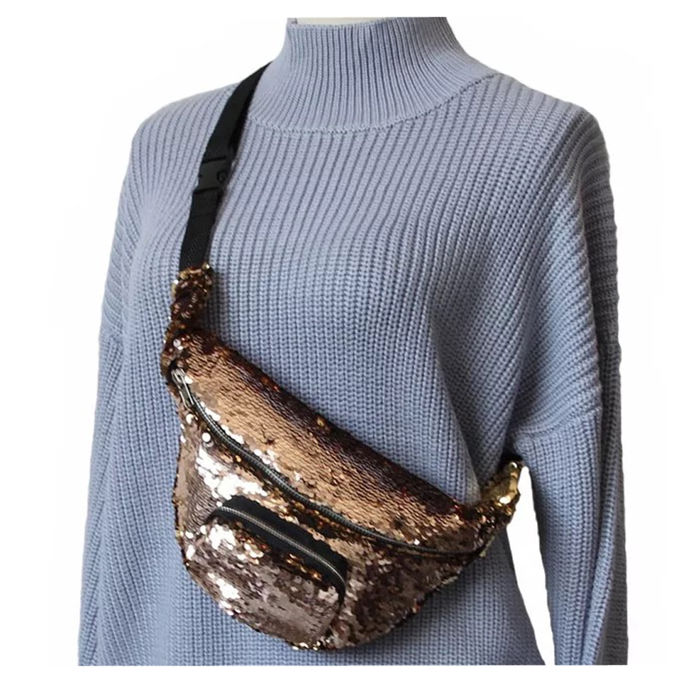 Best Sale Unisex Casual women Sequins Waist Bag Fanny Pack