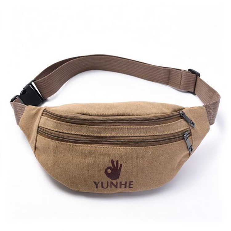Custom canvas outdoor nylon waist fanny pack for traveling cycling sports