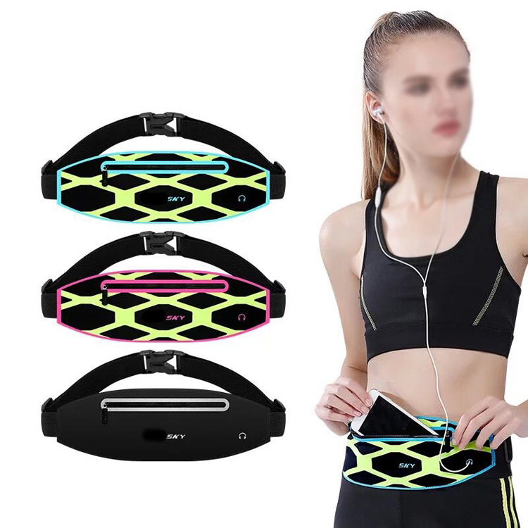Neoprene waterproof reflective running belt waist pouch bag pack belt with key holder clip for phone