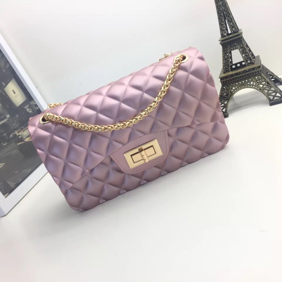 2019 spring fashion  women silicone gel round handbag with chain