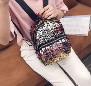 Women Sequin Backpack Fashion Girls Small Travel Princess Bling Drawstring bag