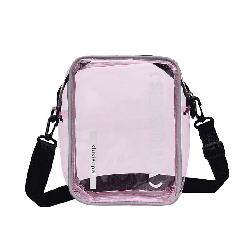 hot selling candy color contrast color durable bag transparent korean style  fashion college bag cheap Ex Words messenger bag