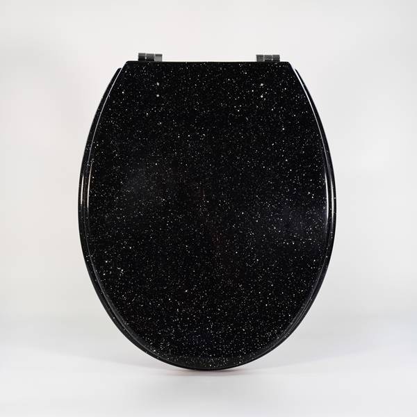 Factory Cheap Hot 3d Pattern Toilet Lid - Polyresin Toilet Seat – Glitter Black – Haorui