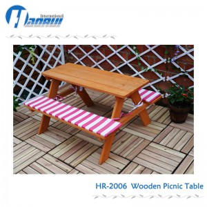 Children’s outdoor wood picnic table for garden use