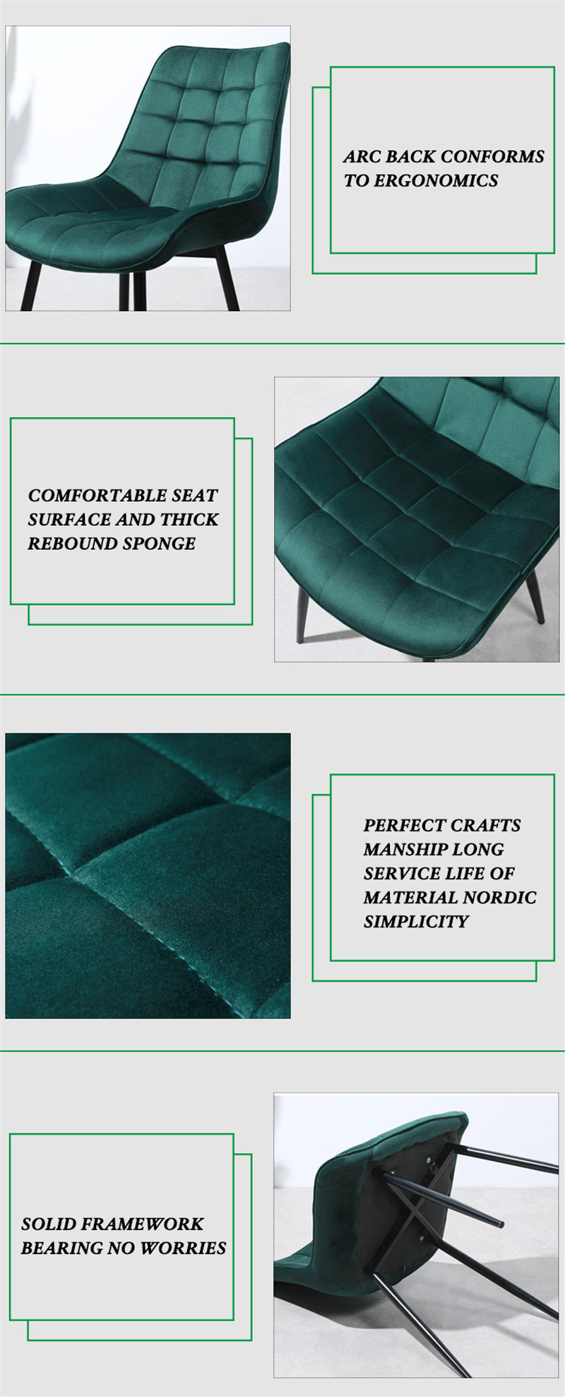 Nordic Velvet Leisure Modern Fabric Dining Chair02