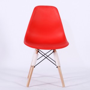Wholesale China Pink Plastic Dining Chair With Arms Factory products –  Wholesale Modern Design Eames Molded Plastic Side Chair with Wooden Crossed Leg  – Haosi