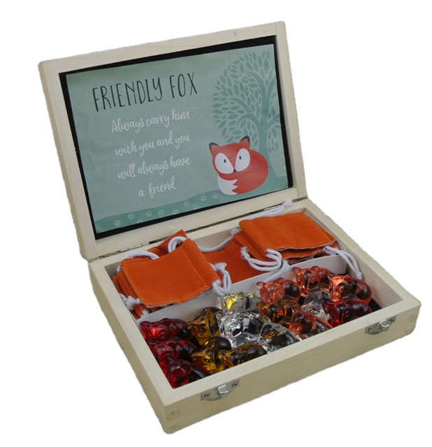 High Quality for Small Glass Birds - glass gift glass fox statue in wooden display box with individual bag – Harmony