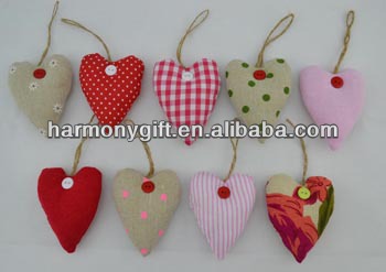 Cheapest Price Stone Charms - Item 6804 fabric heart with button, jute rope – Harmony