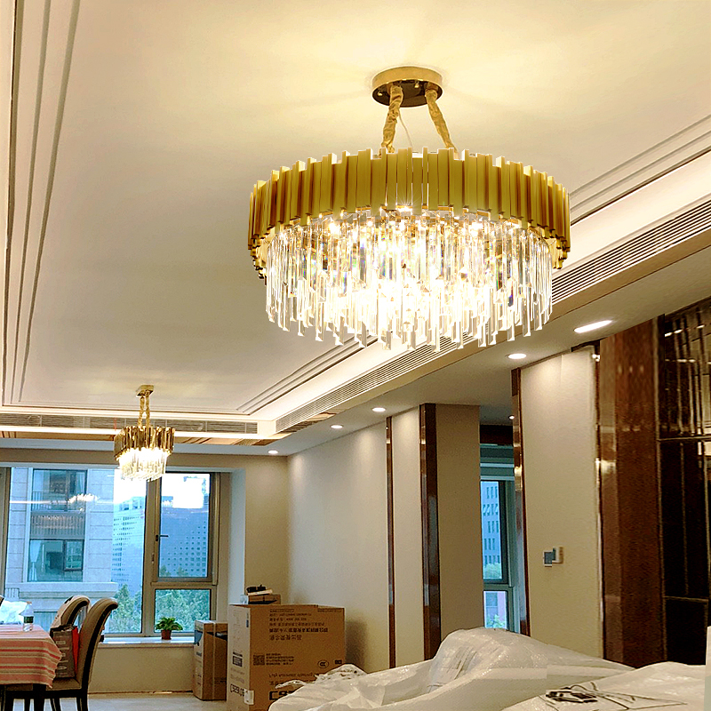 100% Original Factory Modern Hotel Lobby Chandelier Light - European modern gold double entrance foyer chandelier ceiling light – Haus Lighting