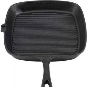 Cast Iron Skillet Pan Enamel Frying Pan Square Griddle Pan for Oven Stove Barbecue 26cm