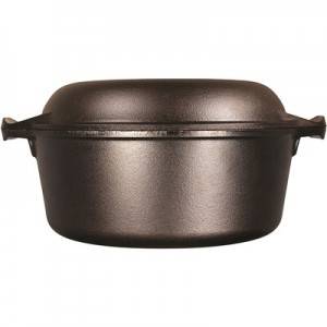 Enameled Red Cast Iron Double Dutch Oven