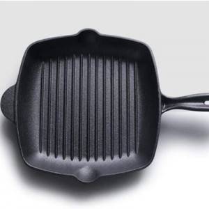 Enamelled Cast Iron Grill Pan for Frying and Grilling Meat and Vegetable