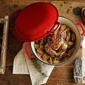 2 in 1 Enameled Cast Iron Double Dutch Oven & Skillet Lid,
