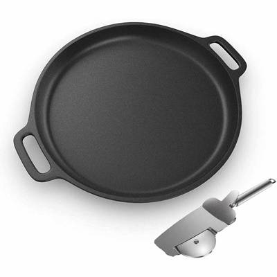High Quality Cast Iron Roasting Pan - Pre-Seasoned Round Griddle Pan for Pancakes BBQ Pizza Pan with Handles  – Forrest