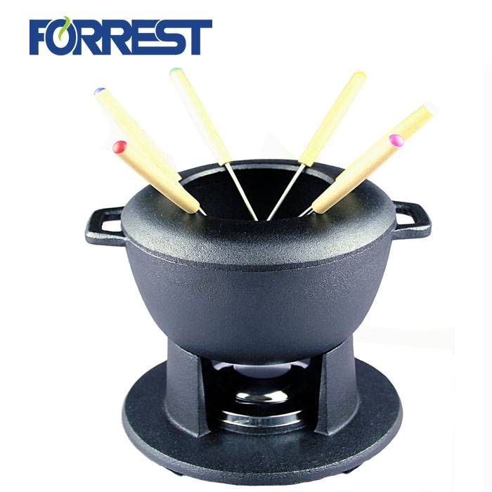 High Quality Cast Iron Cheese Fondue Set with Forks