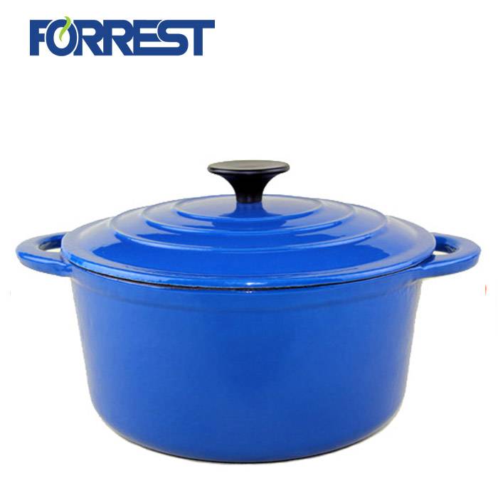 Round enamel Cast iron cookware casserole set dish with two handles cast iron lid Featured Image