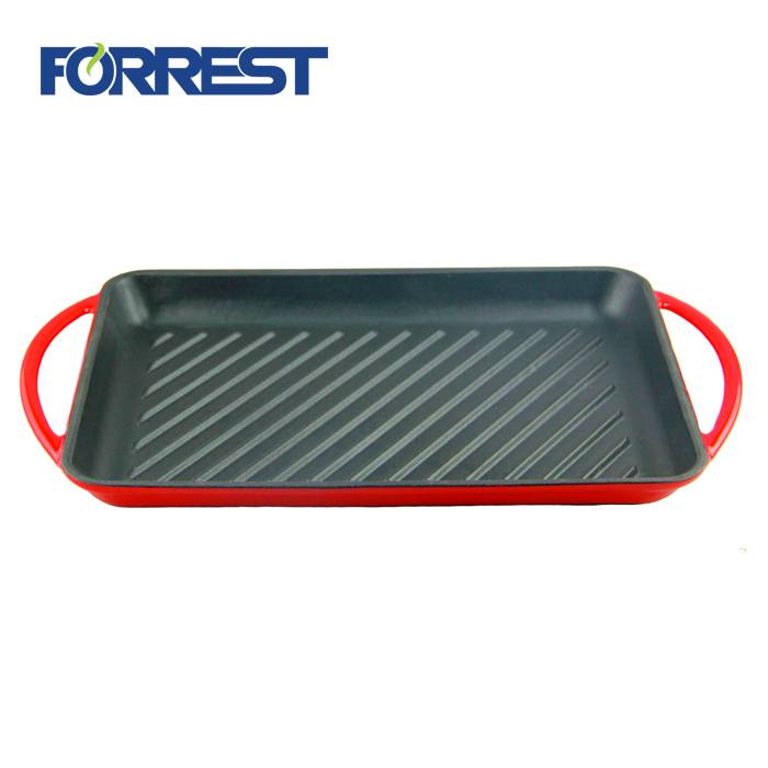 Cast iron griddle Enameled Cast-Iron Rectangular Grill Pan with Loop Handles Featured Image