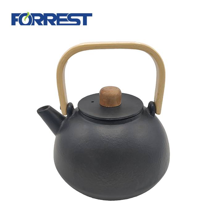 Original Factory Teapot With Heater - Factory price Chinese teapot cast iron enamel coated metal kettle with bamboo handle – Forrest