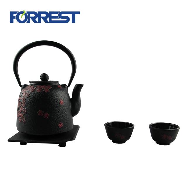customized Chinese teaware cast iron teapot with trivet