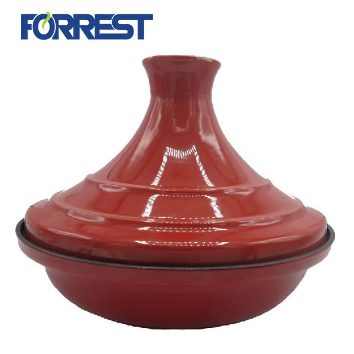 OEM/ODM Factory Green Enamel Cast Iron Cookware - Red color Moroccan Tagine Enameled Cast Iron Tagine Pot – Forrest