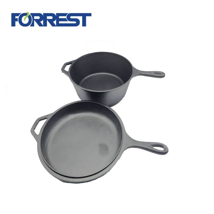 Factory selling Steel Cast Iron Grill Pan - Dia 27cm Preseasoned cast iron skillet cookware  Double sides use pot lid as frypan skillet Combo Cooker Camping two sides use – Forrest