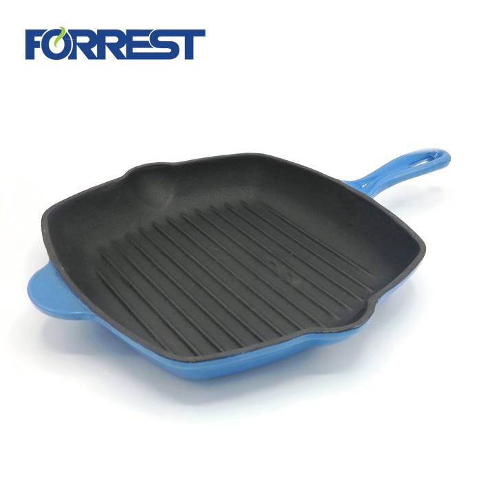 Square pre-seasoned 28cm cast iron cookware skillet /grill pan for baking