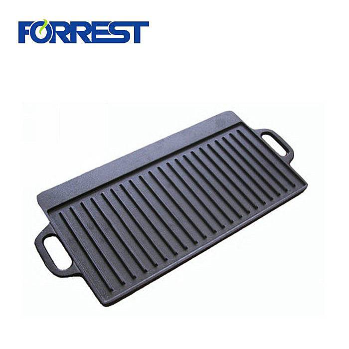 rectangular cast iron double sides bbq grill pan
