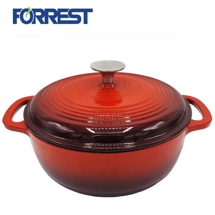 OEM Factory for Cast Iron Cookware/Cast Iron Kettle - Red color round Dutch Oven Casserole cast iron enamel cookware – Forrest