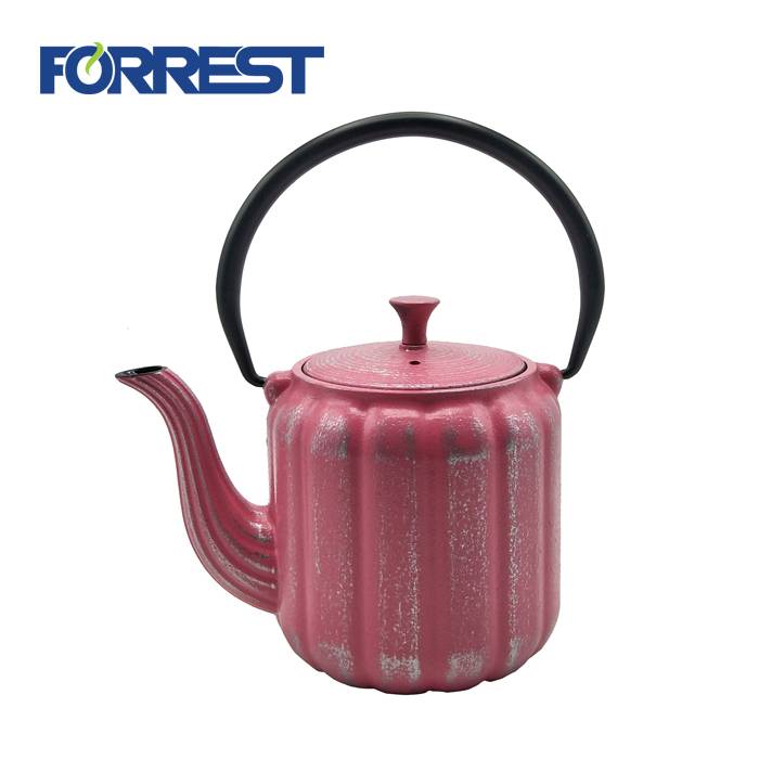 0.8L japanese  tetsubin cast iron kettle  teapot With stainless steel wire mesh Enamel inside and painting outside