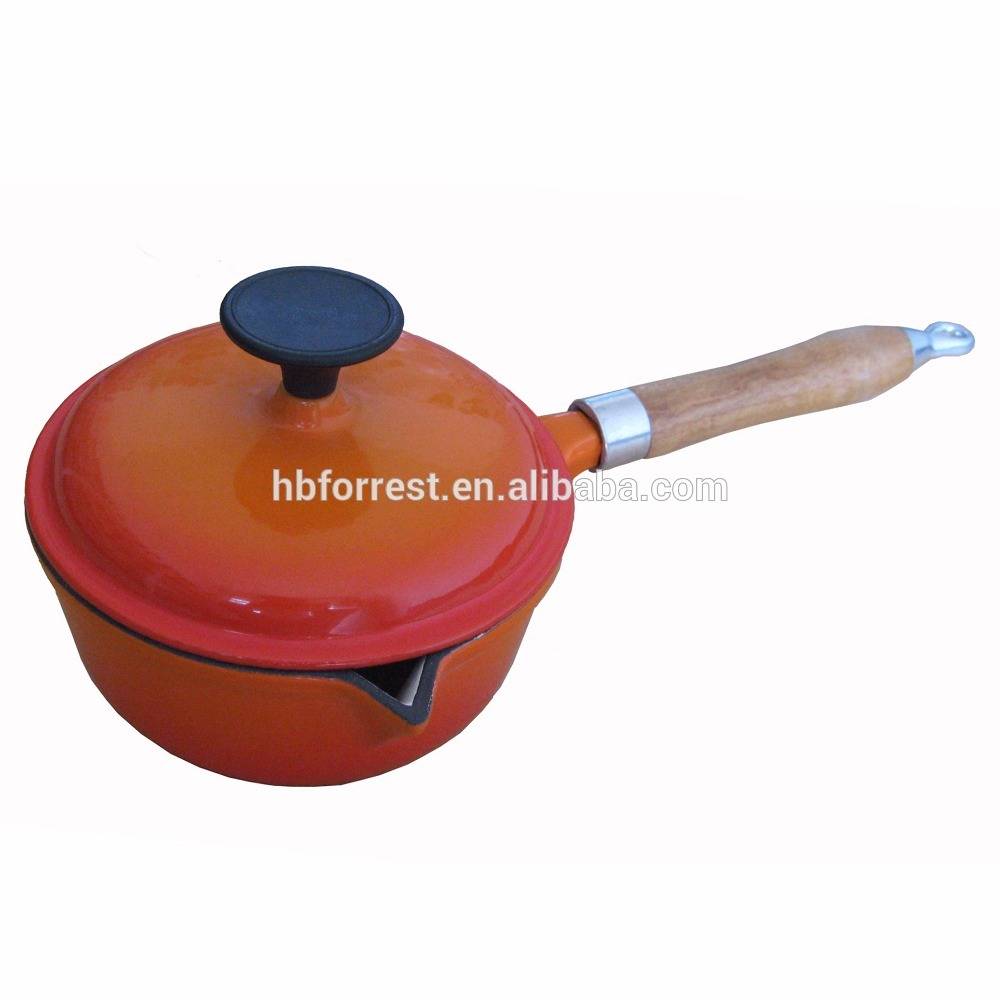 Orange Enamel Cast Iron Sauce Pan