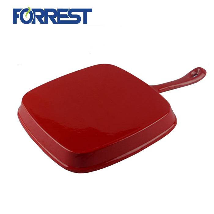 Rectangular cast iron removable handle frying pan