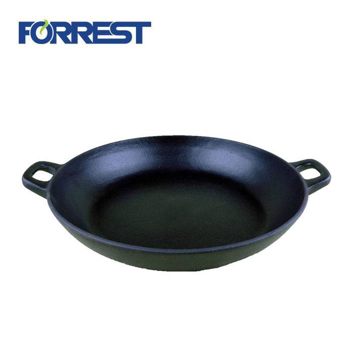 Leading Manufacturer for Cast Iron Steak Fry Pan - Black cast iron cookware wok with wood lid in vegetable oil – Forrest