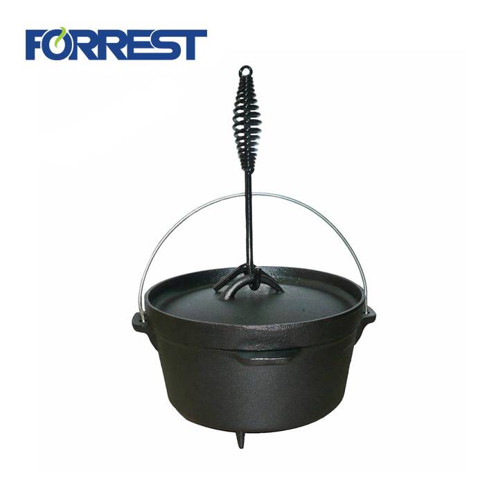 High Quality Cast Iron Outdoor Camping Cook Pan Seasoned Dutch Oven Pot With Matching Lid