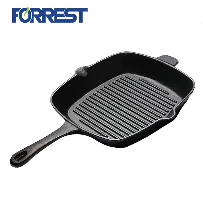 Square Cast Iron Skillet Dish Long Handle Grill/Griddle Pans For Cookware