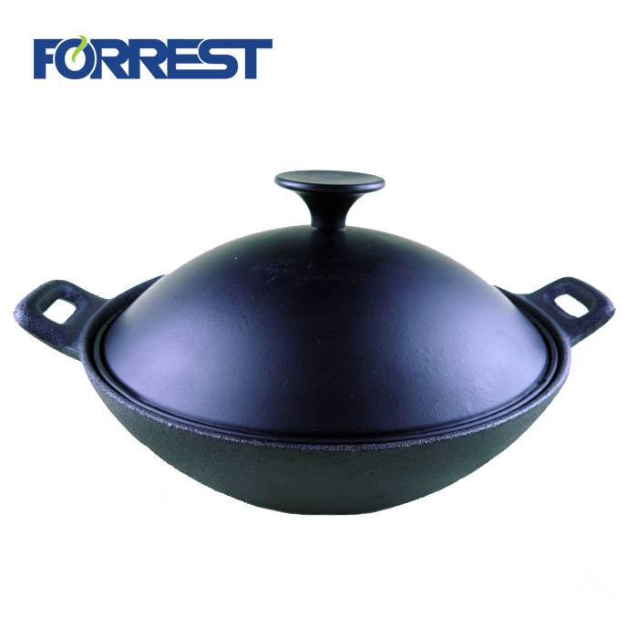 Factory made hot-sale Black Cast Iron Skillet - Best Price Cast Iron Chinese Wok Pre-seasoned Stir Fry Skillet Flat Base Kitchen Cookware – Forrest