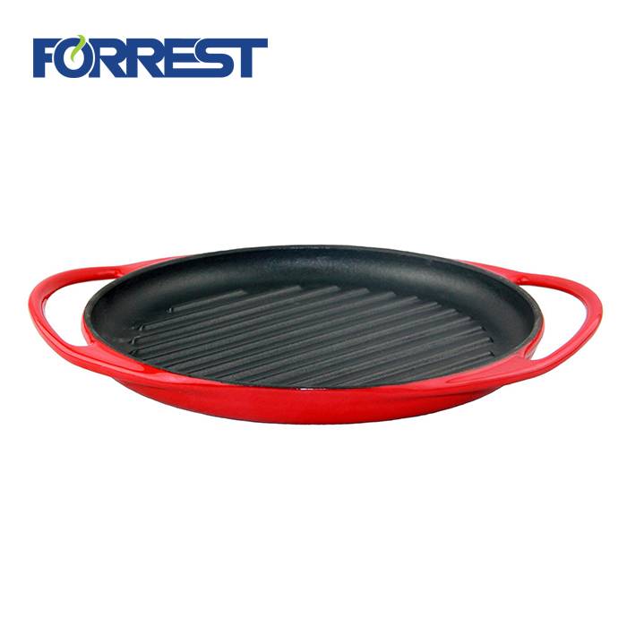 China New Product Cast Iron Casserole And Fry Pans - Round Preseasoned or Enamel cast iron BBQ Grill cookware FDA Eurofins approved Frying Pan – Forrest