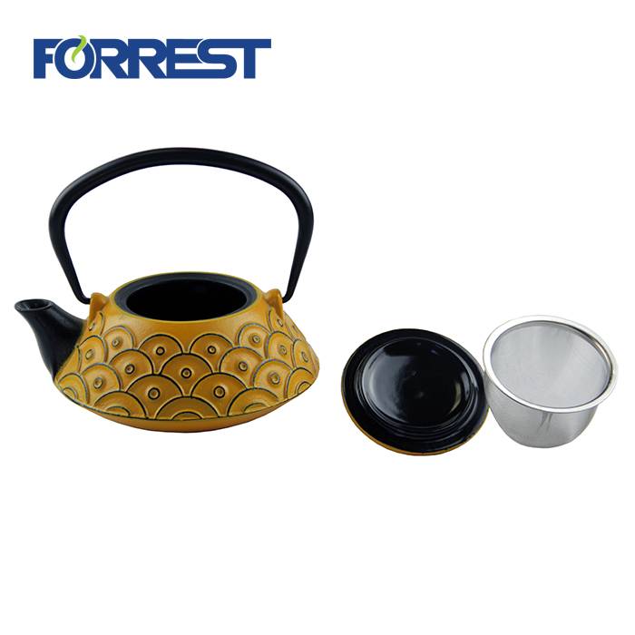 cast iron teapot 0.77L yellow with stainless steel filter