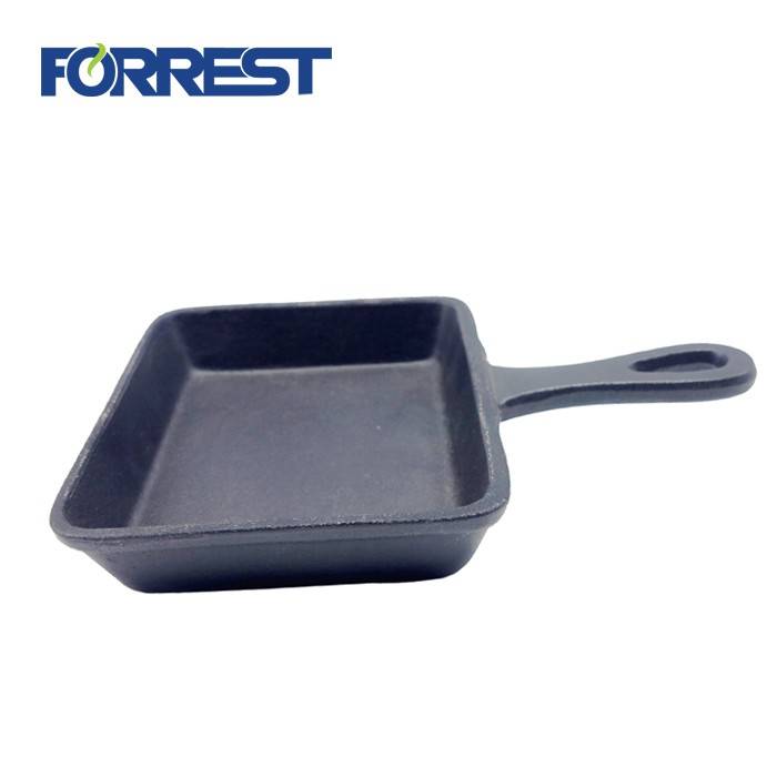 Professional China Cast Iron Skillet Camping - Cast iron skillet Pre-Seasoned mini rectangular Frying Pan plate  with wooden tray – Forrest