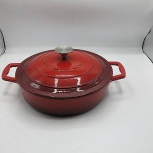 Enameled Cast Iron Casserole Dish with Lid for Oven 28cm Round Shallow