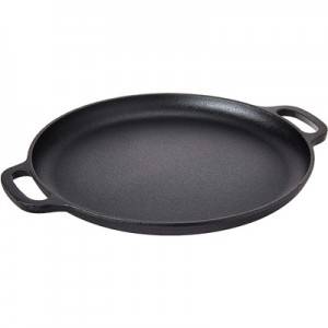 Non Rust Cast Iron Skillet Pizza Pan with Handle Round Pot 14in Black