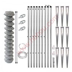 Chain Link Fence Set, With Round Post And Full Set Accessory