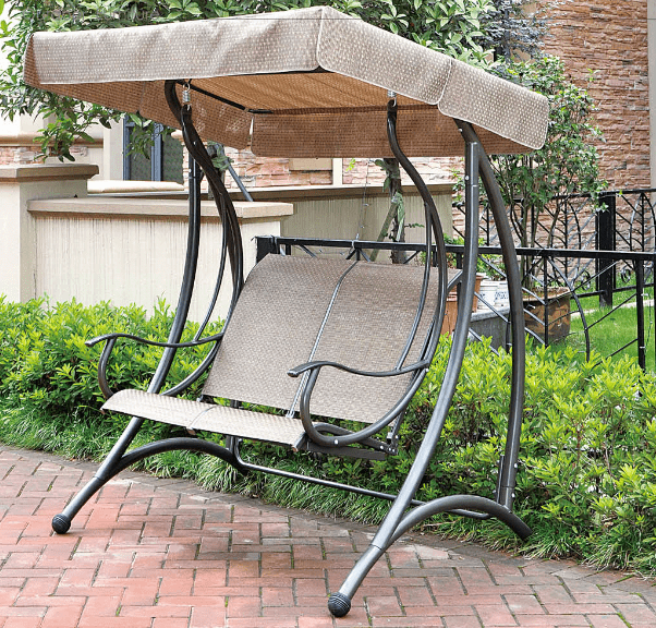 Patio Steel Two Person Canopy Swing Chair Hammock Seat Cushioned Comfortable Seats Garden Swing