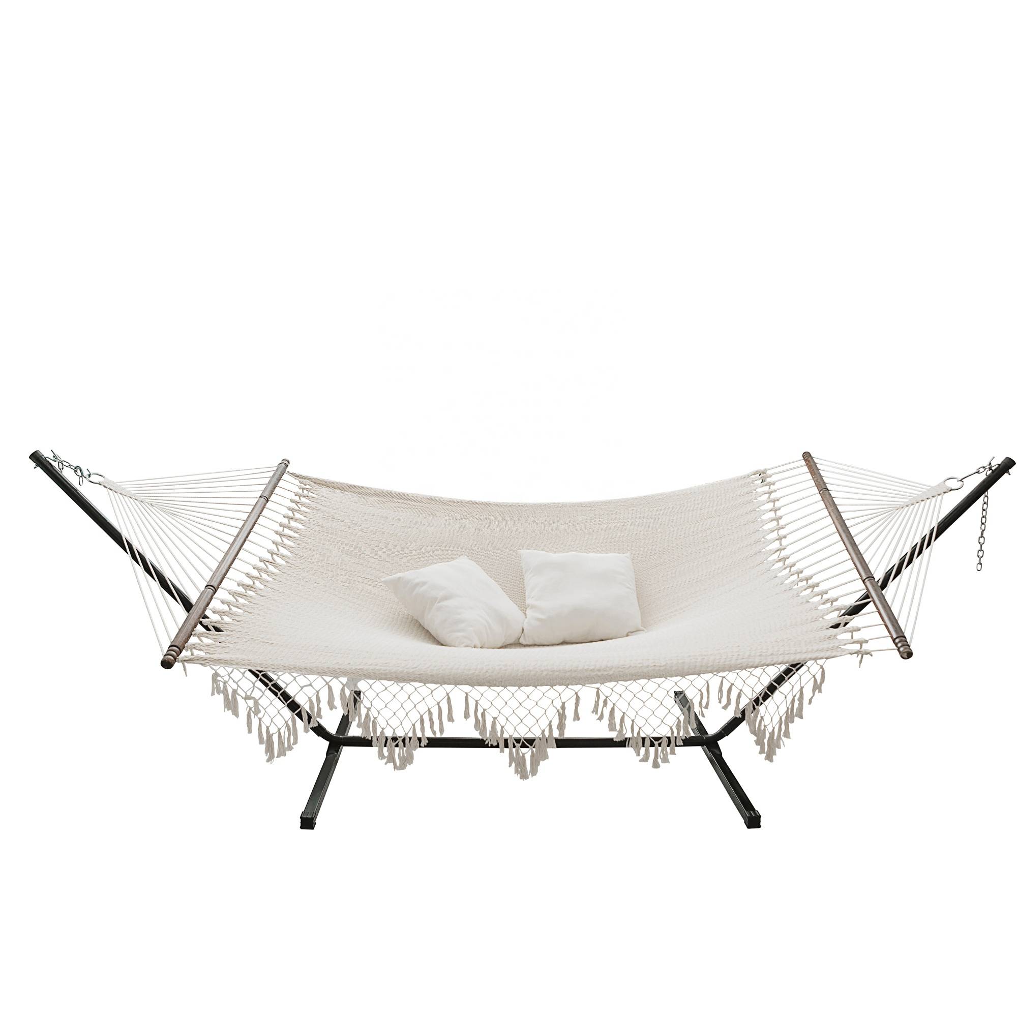 Chinese wholesale Wicker Hanging Chair - White polycotton hammock beautiful tassel  hammock  net hammock – Top Asian