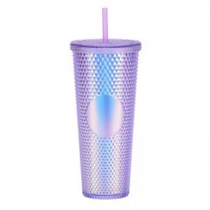 Factory making Plastic Thermos Flask - 24oz Acrylic Studded Tumbler Cups with Lid and Straw – Huadun