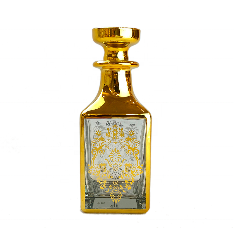 arabic 150ml handmade glass perfume bottle with gold decoration