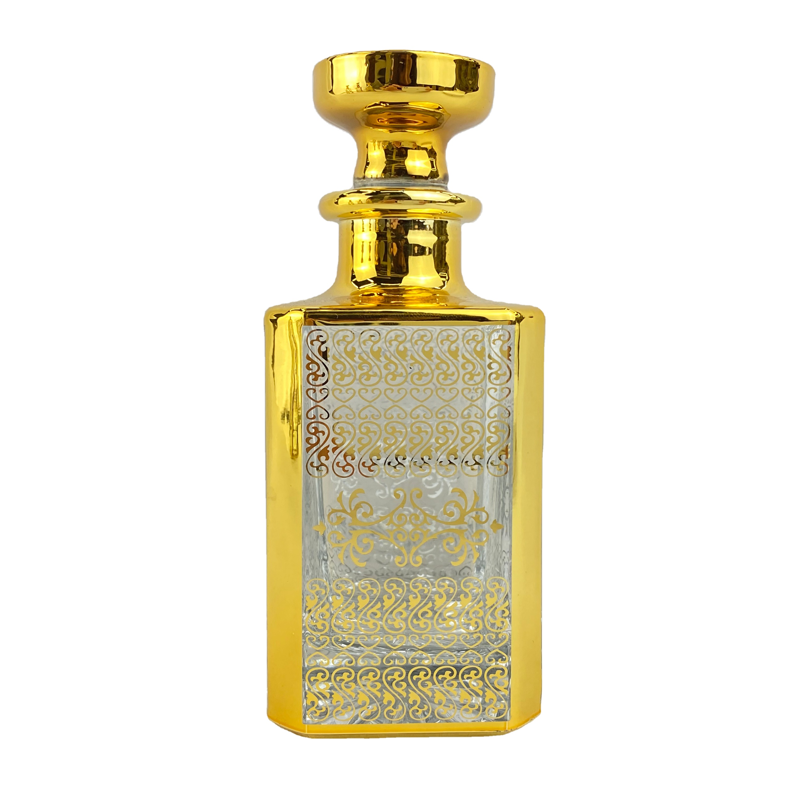 150ml 250ml 450ml Luxury Real Gold Decorative Vintage Empty Perfume Bottle Dubai High Quality Essential Oil Glass