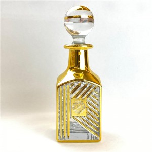 Luxury Real Gold Decorative Vintage Empty Perfume Bottle Dubai High Quality Essential Oil Glass